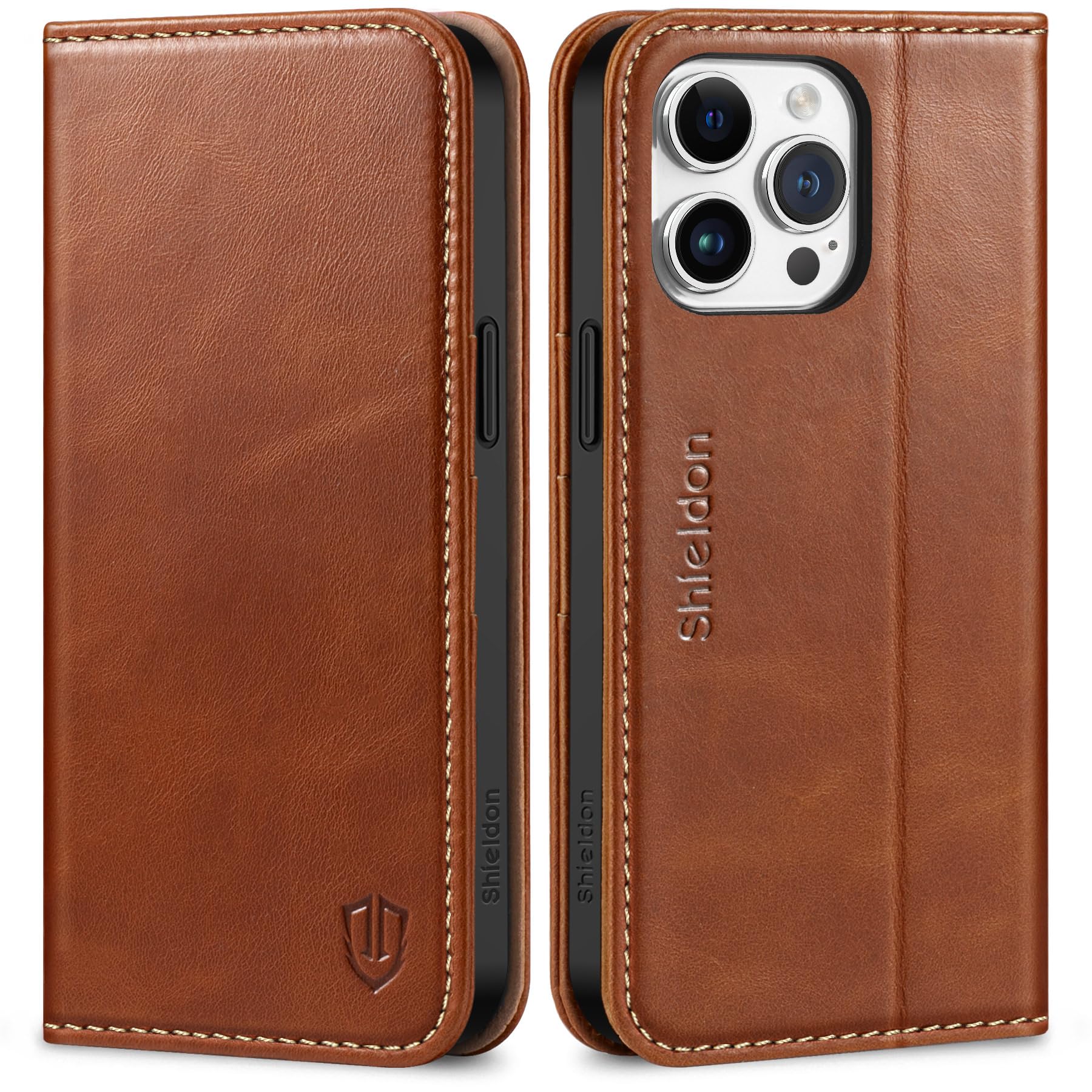 Amazon.com: SHIELDON Genuine Leather Case Wallet for iPhone 15 Pro